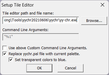 Screenshot of Lunar Magic's Setup Tile Editor window